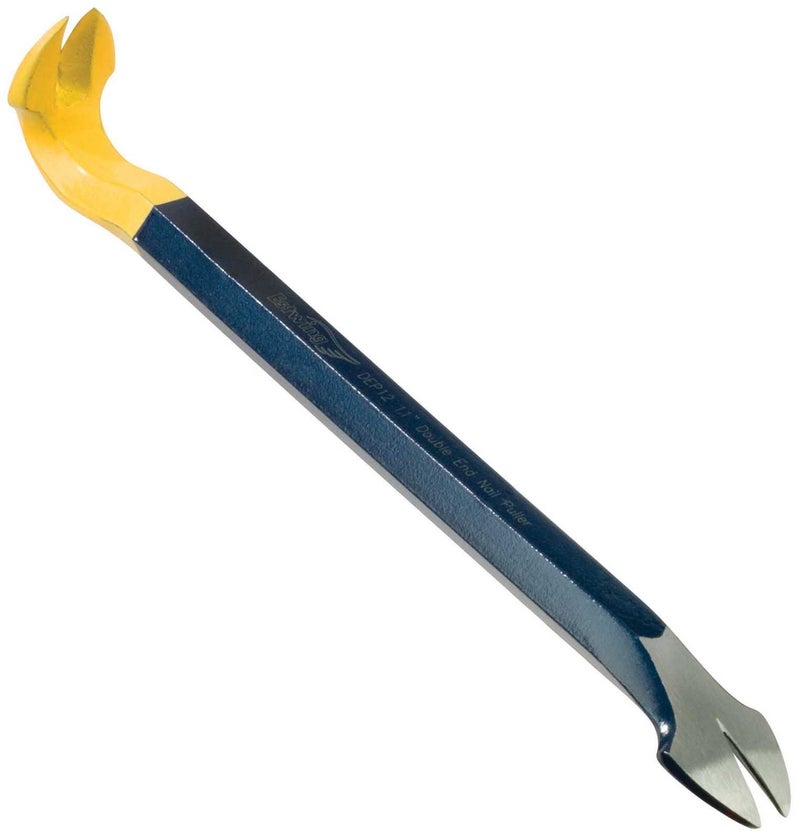 أداة سحب المسامير ESTWING - قضيب سحب مزدوج بطول 12 بوصة مع طرف مخلب مستقيم ومائل - DEP12، أزرق